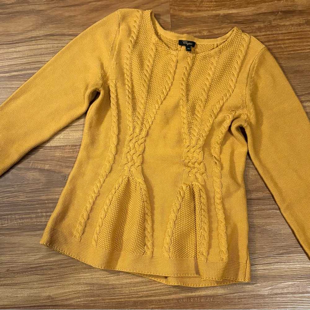 Cupio Mustard Cable Knit Sweater